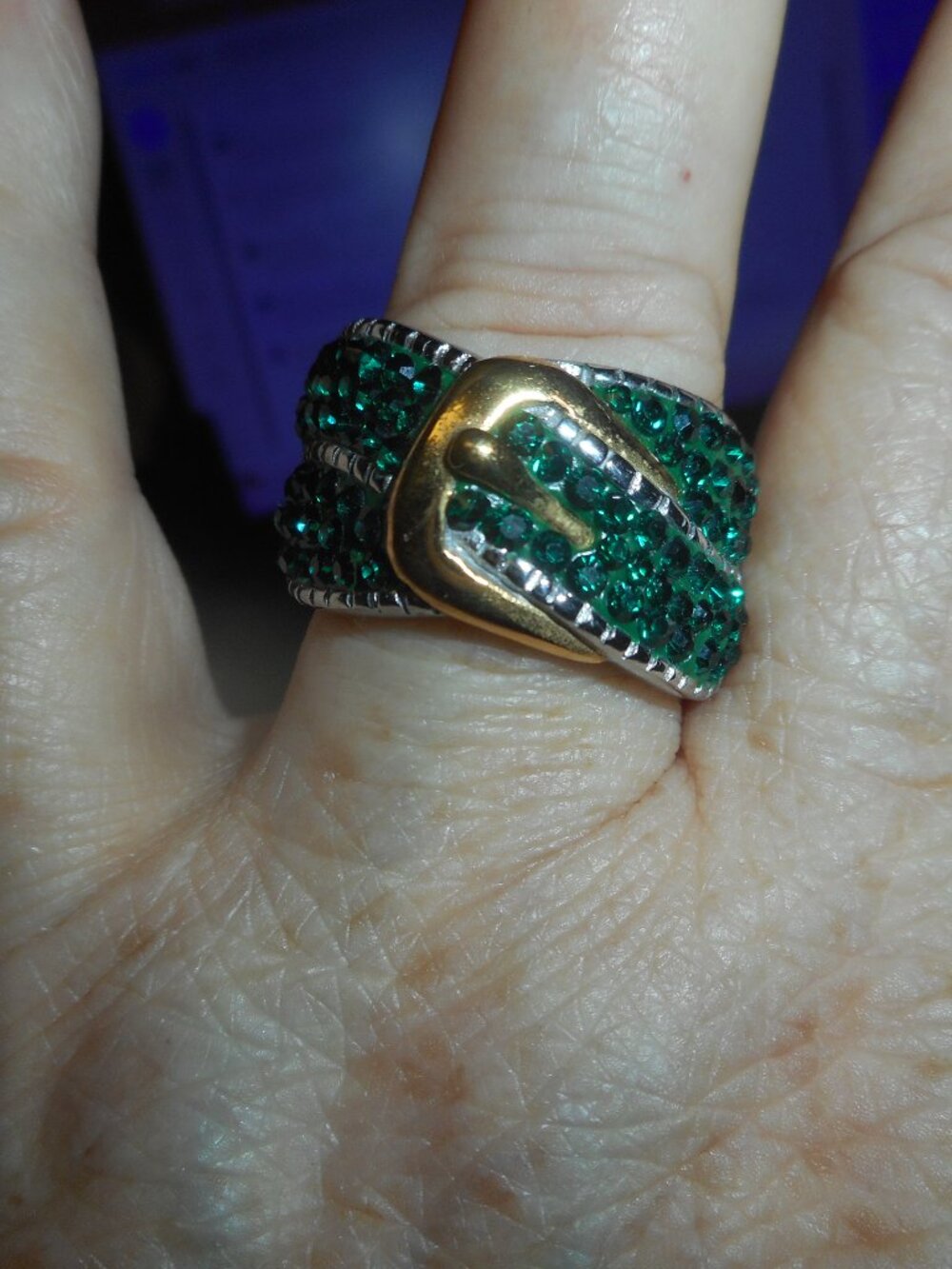 GREEN BUCKLE ON SILVER BAND, - Women Jewelry